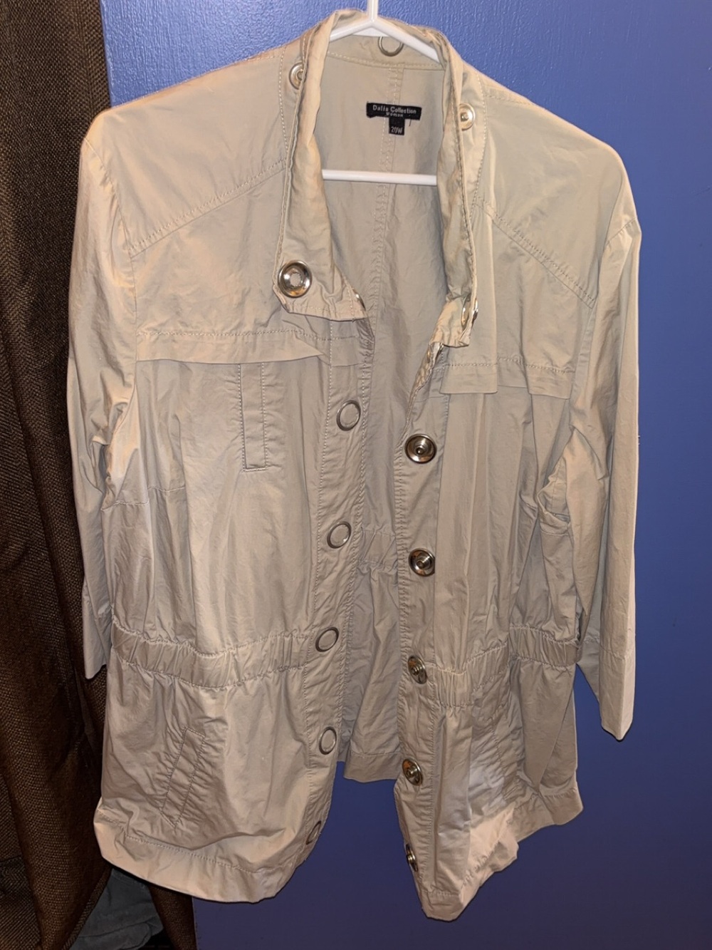 Dalia Collection Light Beige Utility Jacket with Button Front